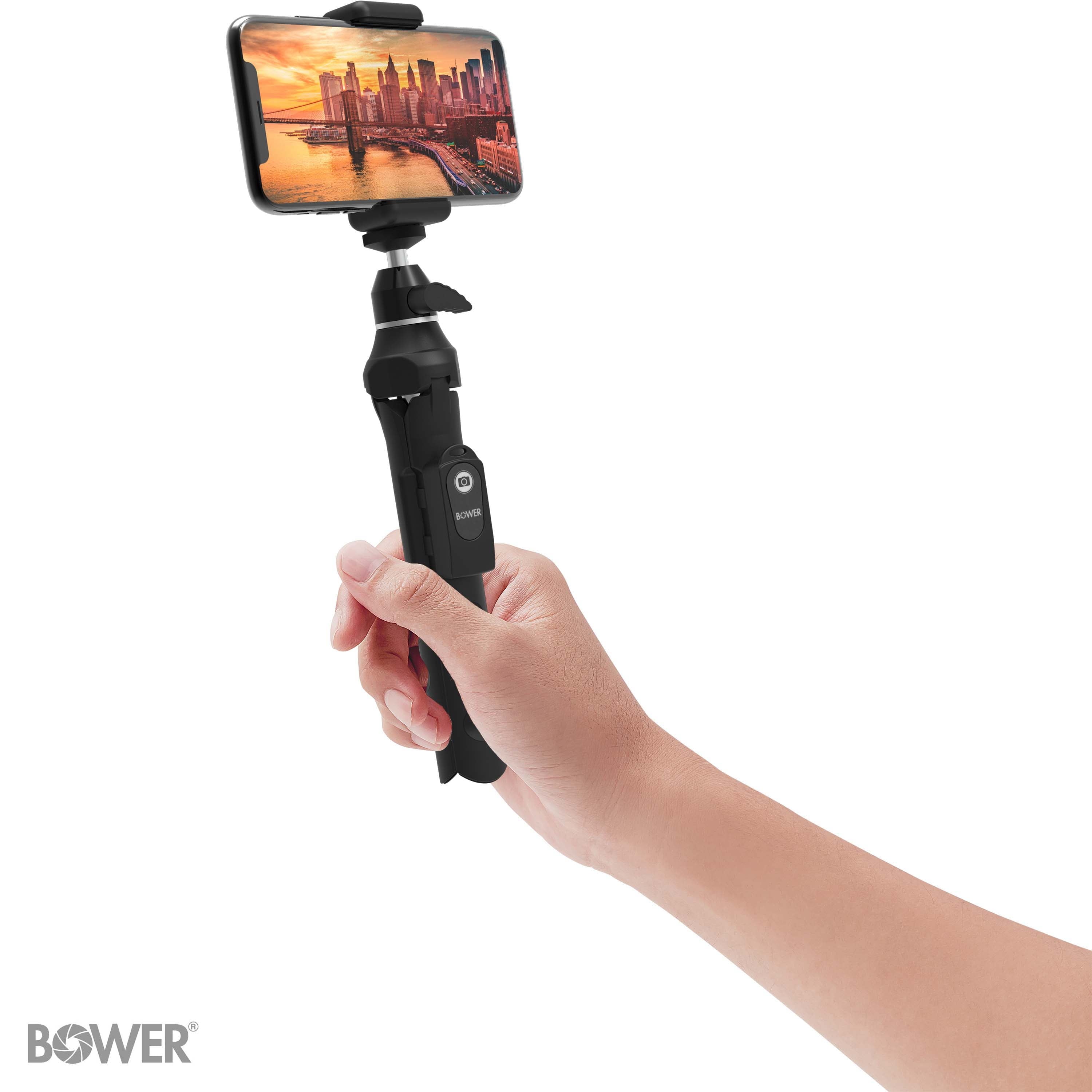 6-In-1 Multi Selfie Tripod with Smartphone & Gopro Mount, Rechargeable Wireless Remote - Black
